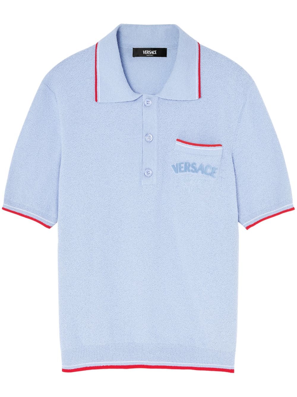 Versace Logo-appliqué Polo Shirt In Blue