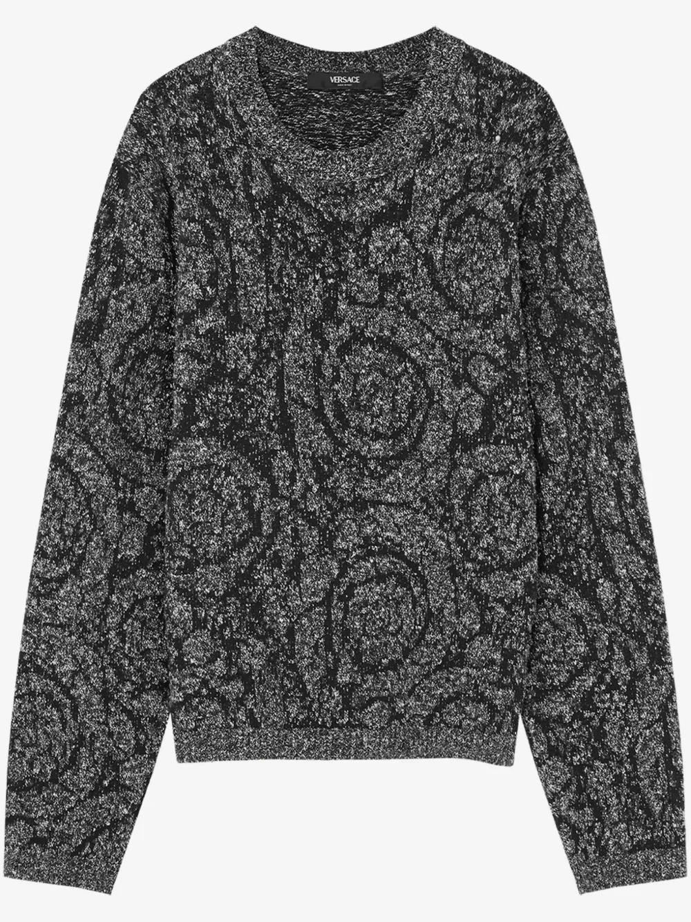 Versace Barocco 绞花针织毛衣 | 黑色 | Image 1