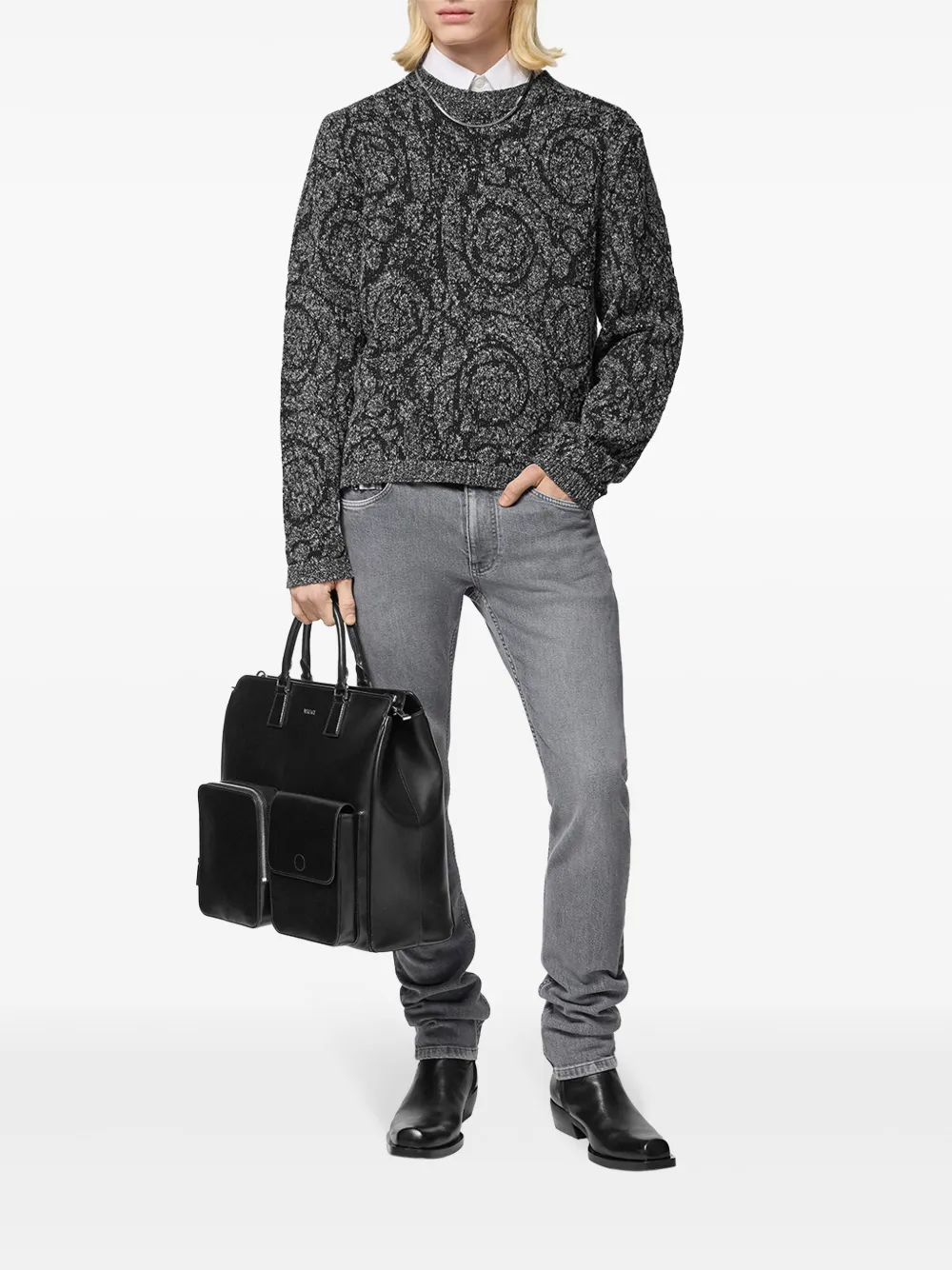 Affordable Versace Barocco cable-knit sweater Men