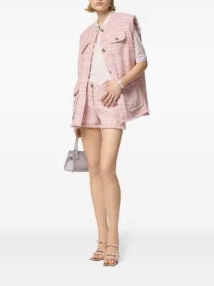 ショートパンツ VERSACE Women Shorts  Burmudas 10112911A08211 5P020 PINK Versace Women's Baroque Printed High Waisted Shorts in