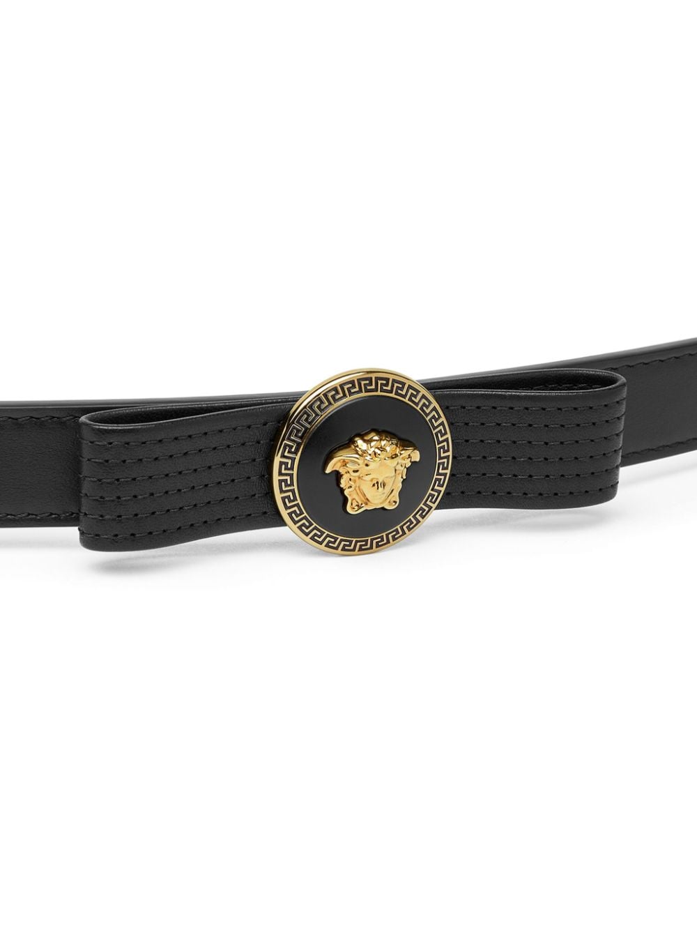 Shop Versace Gianni Ribbon Leather Belt In Black