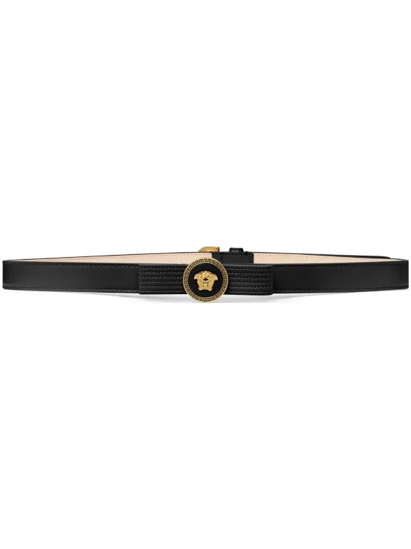 VERSACE ヴェルサーチ leather belt レザー ベルト レディー Medusa Heritage Leather Belt 4 cm Black,Gold | VERSACE US