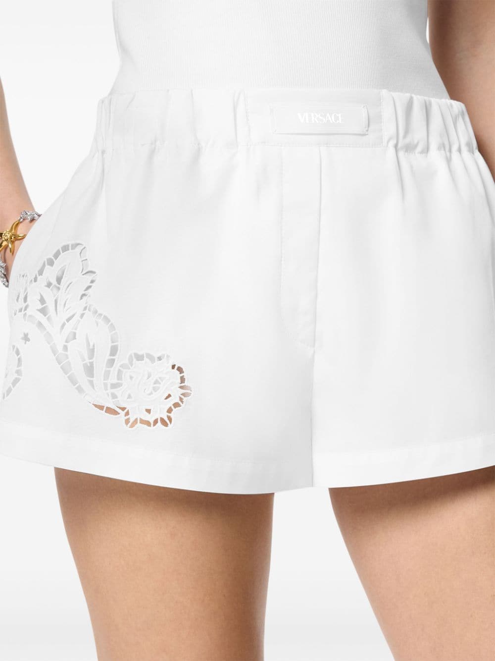 Shop Versace Sangallo-embroidered Boxer Shorts In White