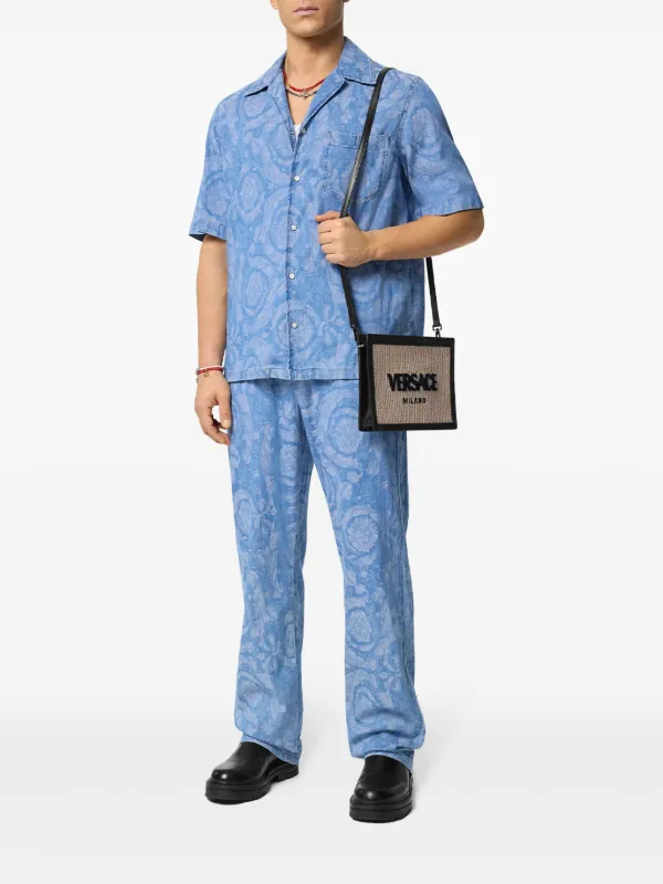 Tシャツ・カットソー VERSACE CAMICIA MC IN DENIM BAROCCO DE LA MER Versace Camicia Denim Barocco | Blu | FARFETCH IT