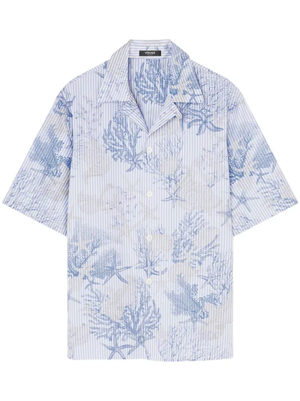 Versace バロッコ シー ストライプ シャツ | ブルー | FARFETCH JP