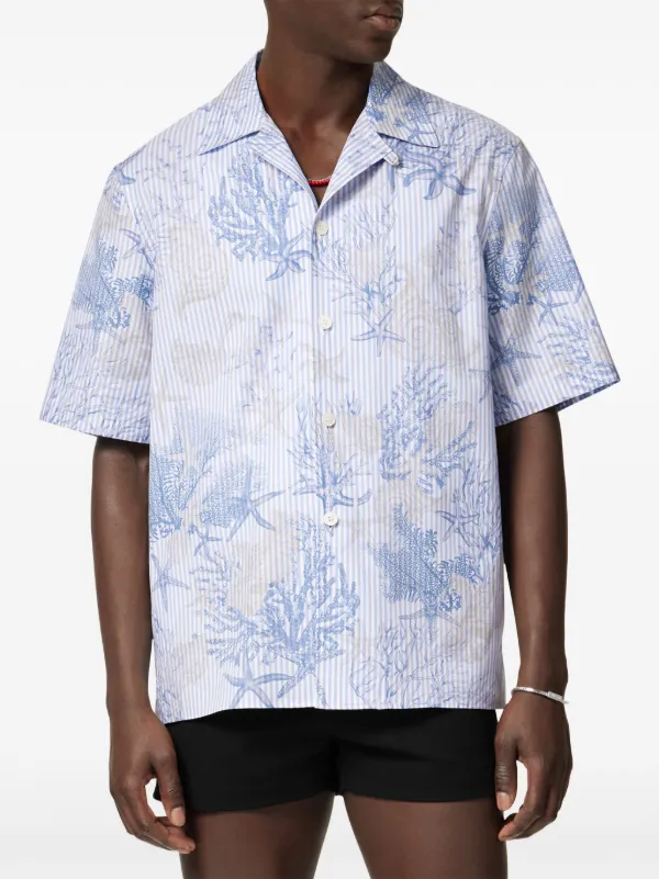 関税込 ヴェルサーチェ バロッコ シー ストライプ シャツ 清涼感 Versace バロッコ シー ストライプ シャツ | ブルー | FARFETCH JP