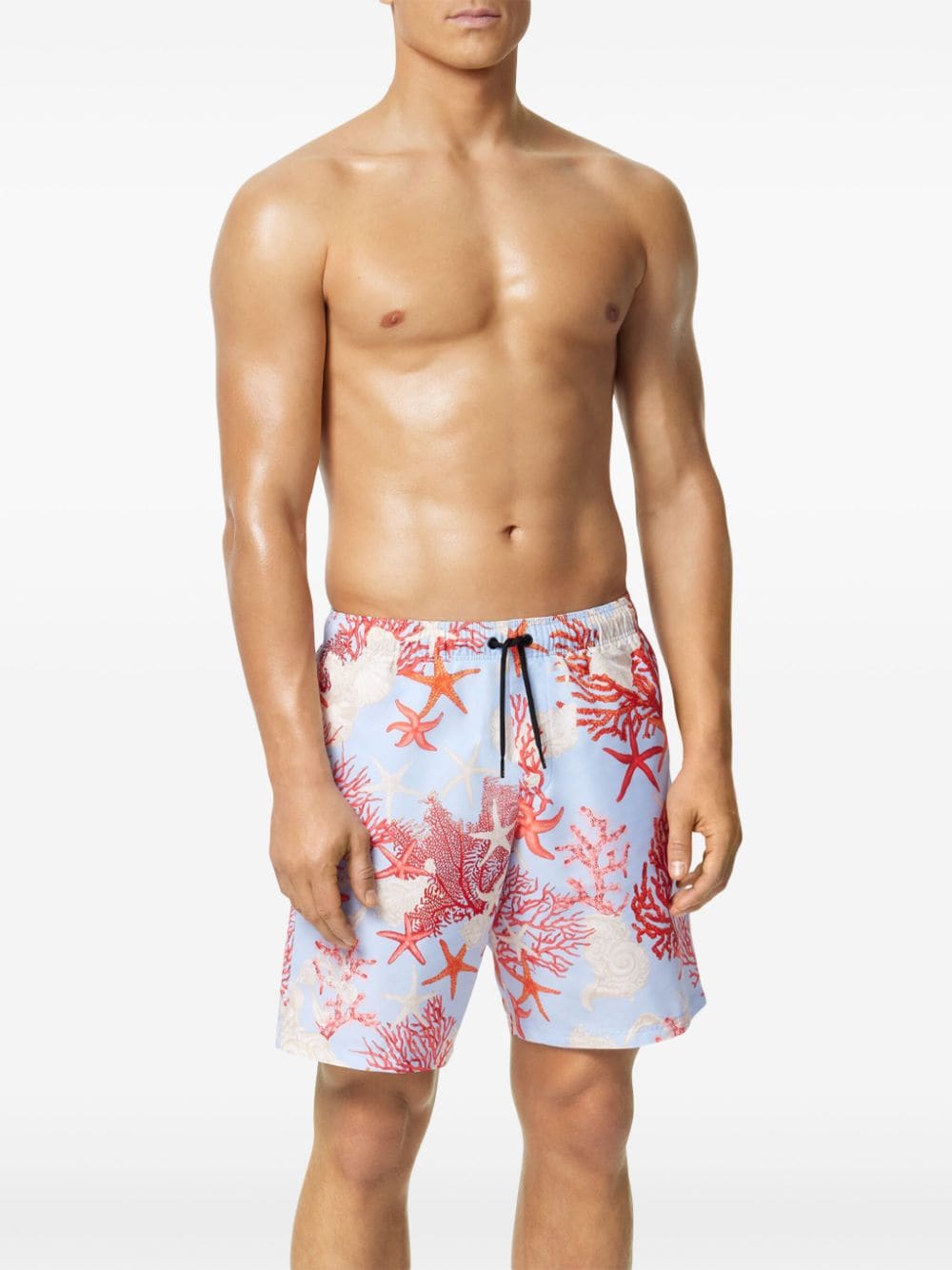Shop Versace Barocco Sea Swim Shorts In 蓝色