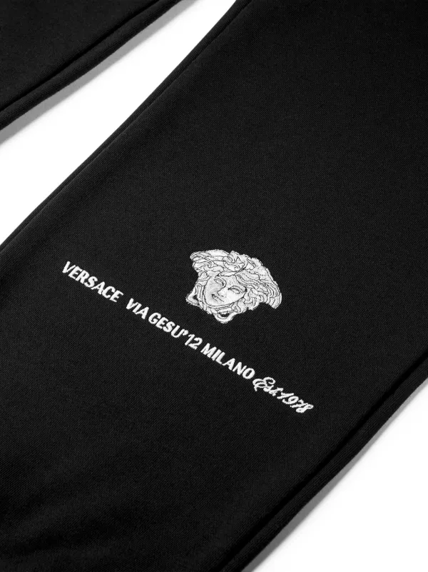 VERSACE パネルバロック プリント トラックパンツ ボトムス メデューサ NWT $825 Versace Black Iconic Barocco Print Track Pants Mens 34 US