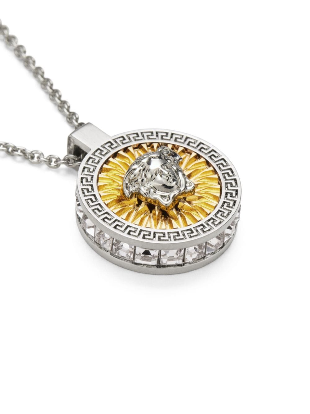 Shop Versace Icon Crystal-embellished Necklace In Silver