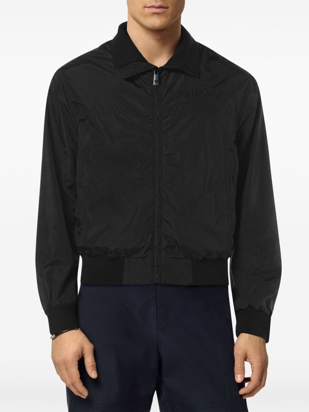 Shop Versace Milano Stamp Blouson Jacket In Black