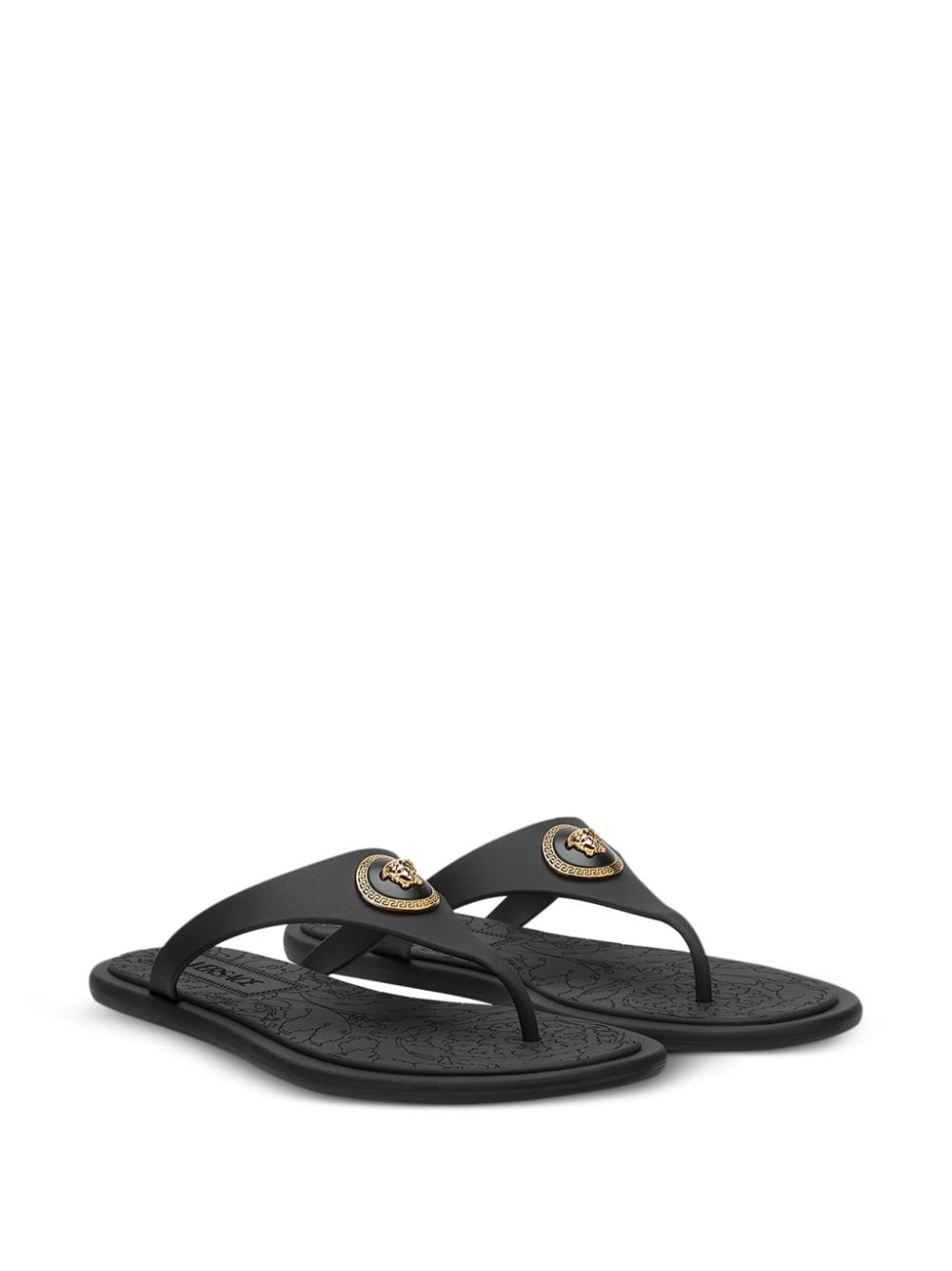 Shop Versace Alia Flip Flops In Black