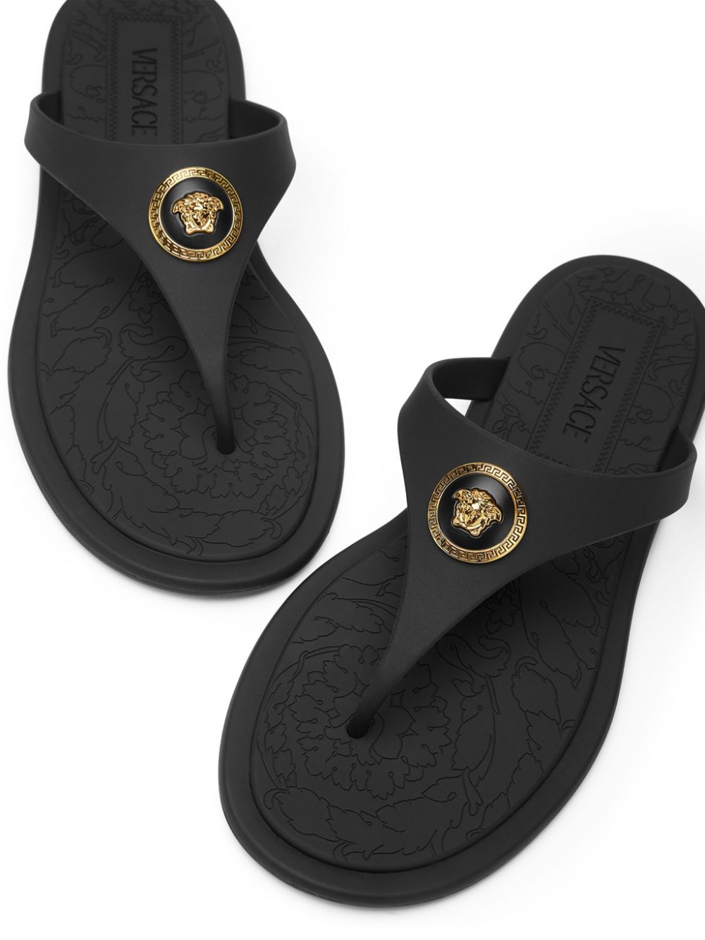 Shop Versace Alia Flat Sandals In Black