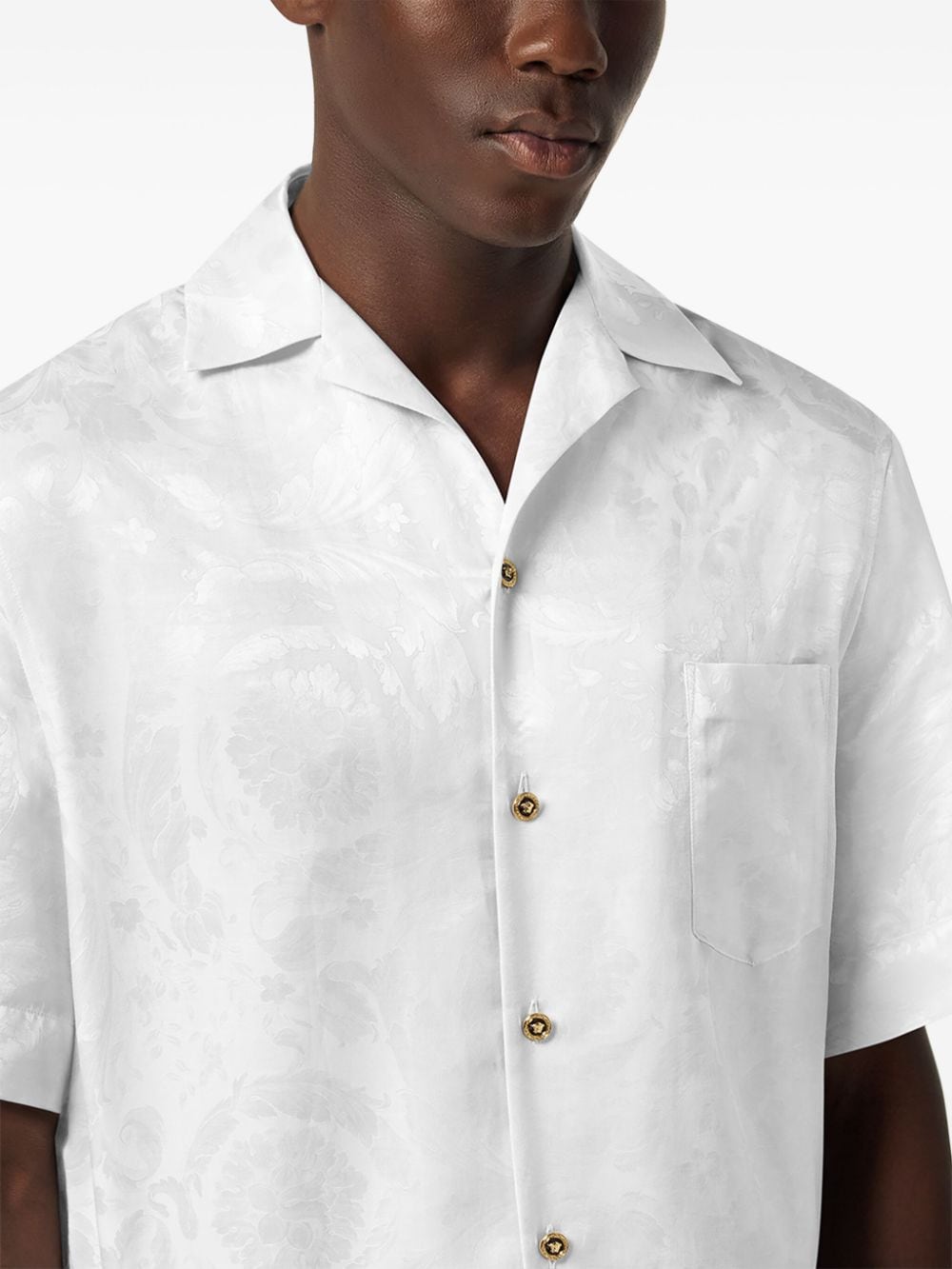 Shop Versace Barocco Jacquard Shirt In White