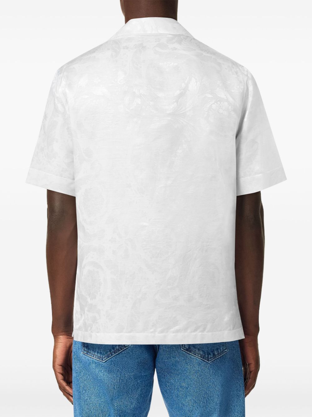 Shop Versace Barocco Jacquard Shirt In White