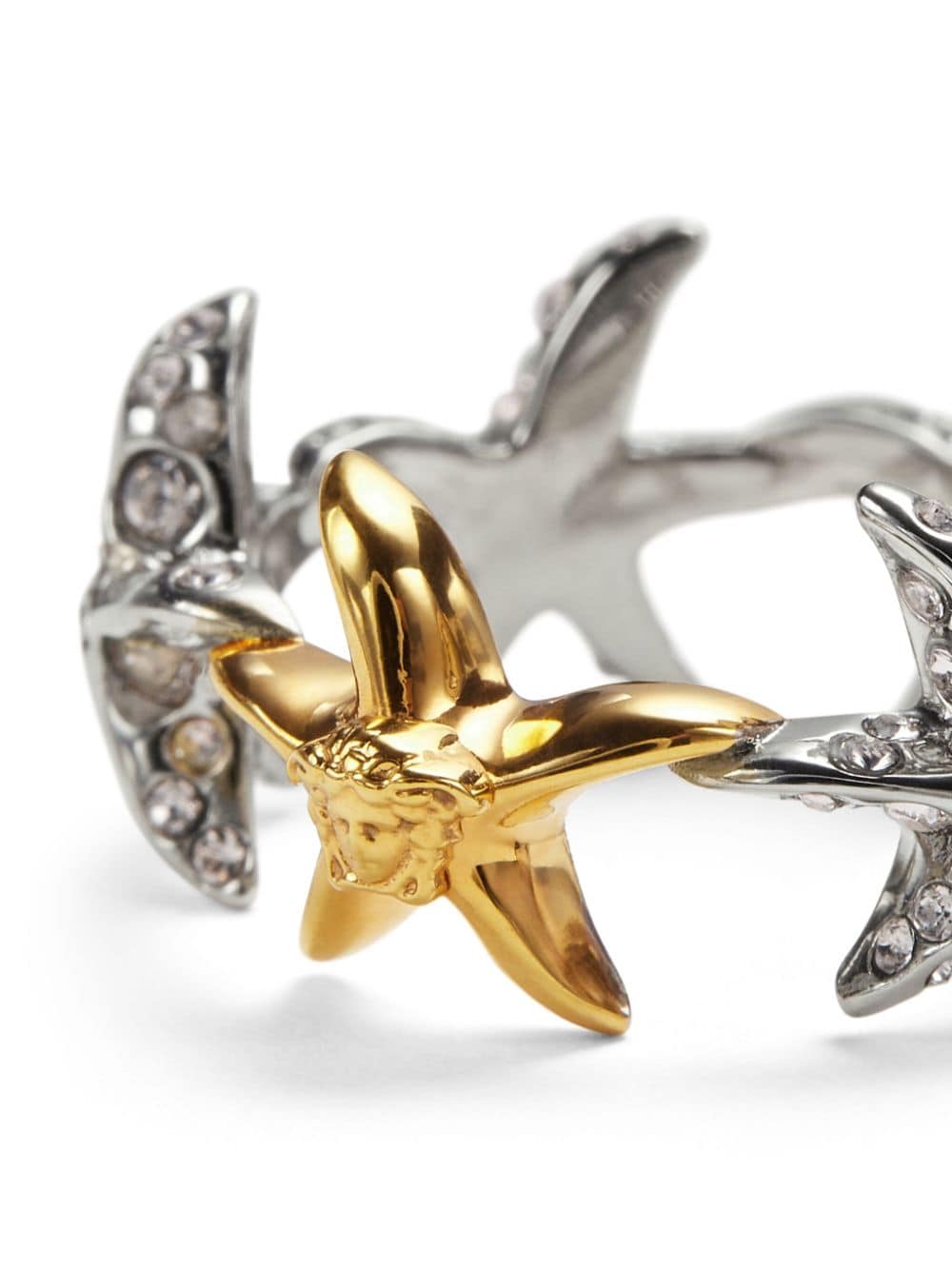 Shop Versace Barocco Sea Ring In Silver