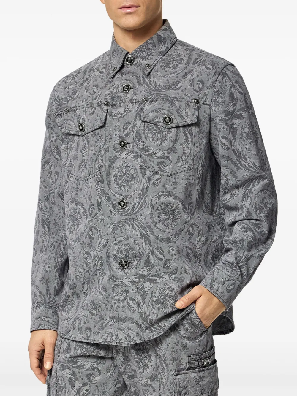 Versace Barocco jacquard gabardine overshirt