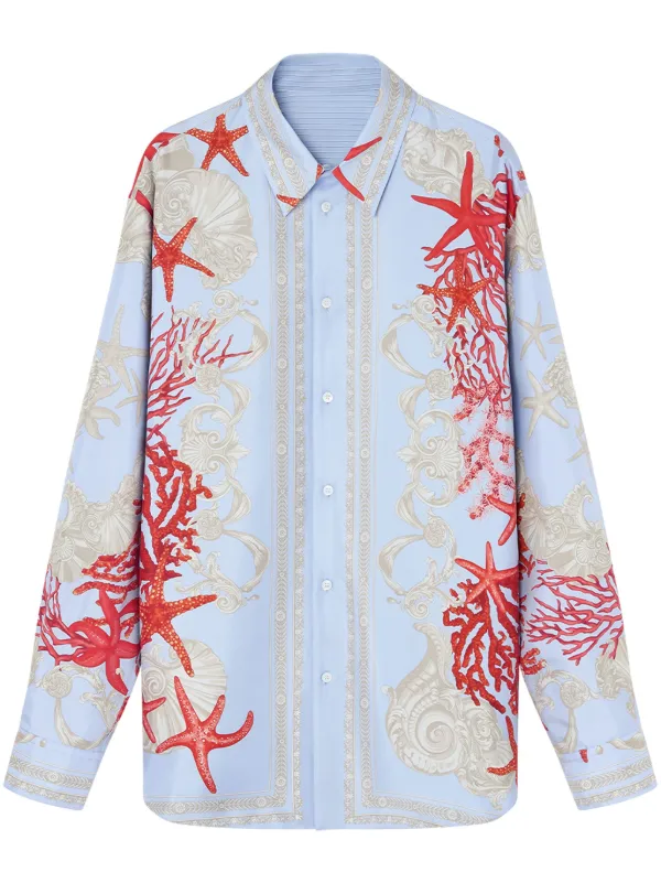 Versace バロッコ シー リバーシブルシャツ | ブルー | FARFETCH JP