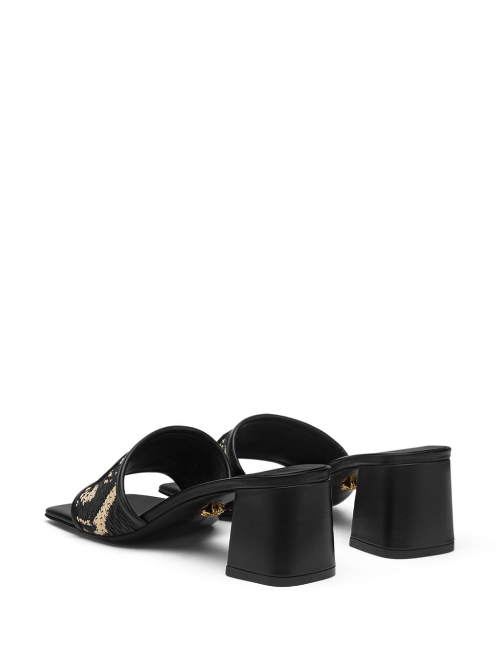 Shop Versace Theia Barocco 55mm Raffia Mules In Schwarz