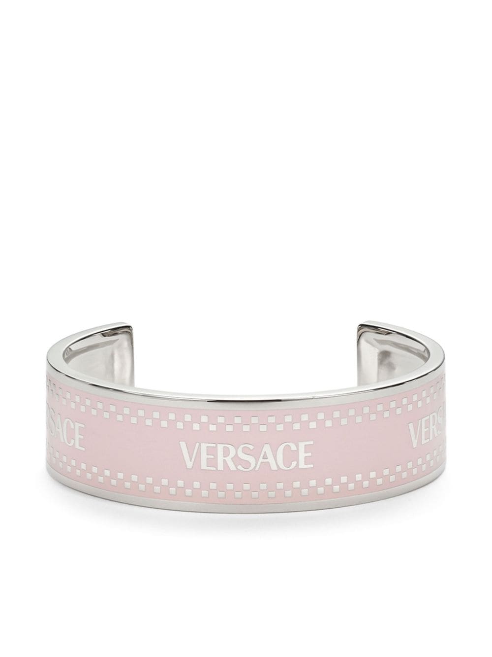 Versace 90s Logo Cuff Bracelet In Silver