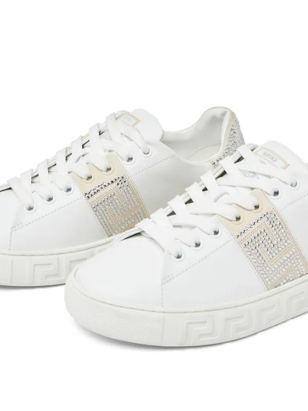 Versace クリスタル グレカ レザースニーカー | ホワイト | FARFETCH JP