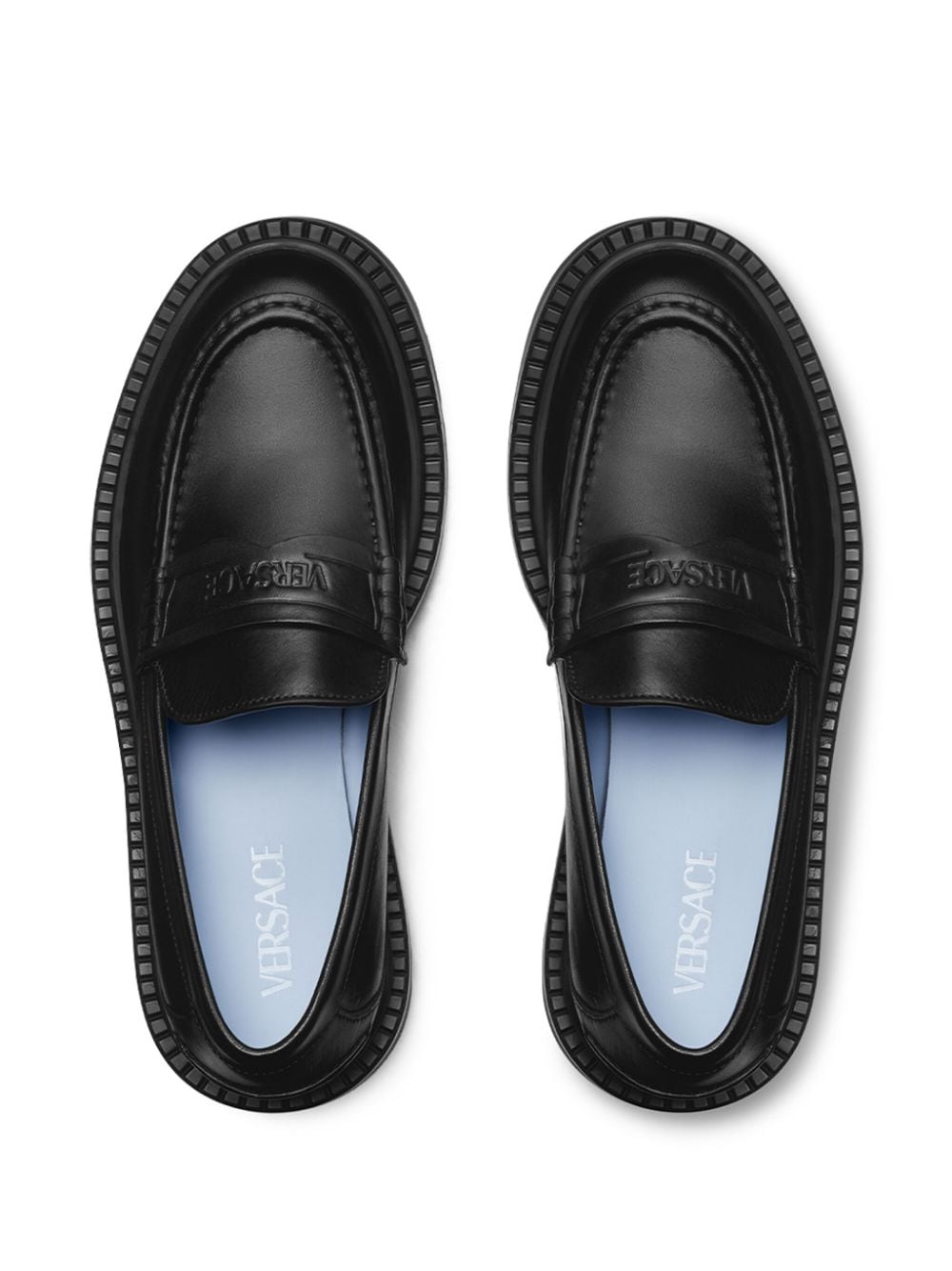 Shop Versace Adriano Loafers In Black