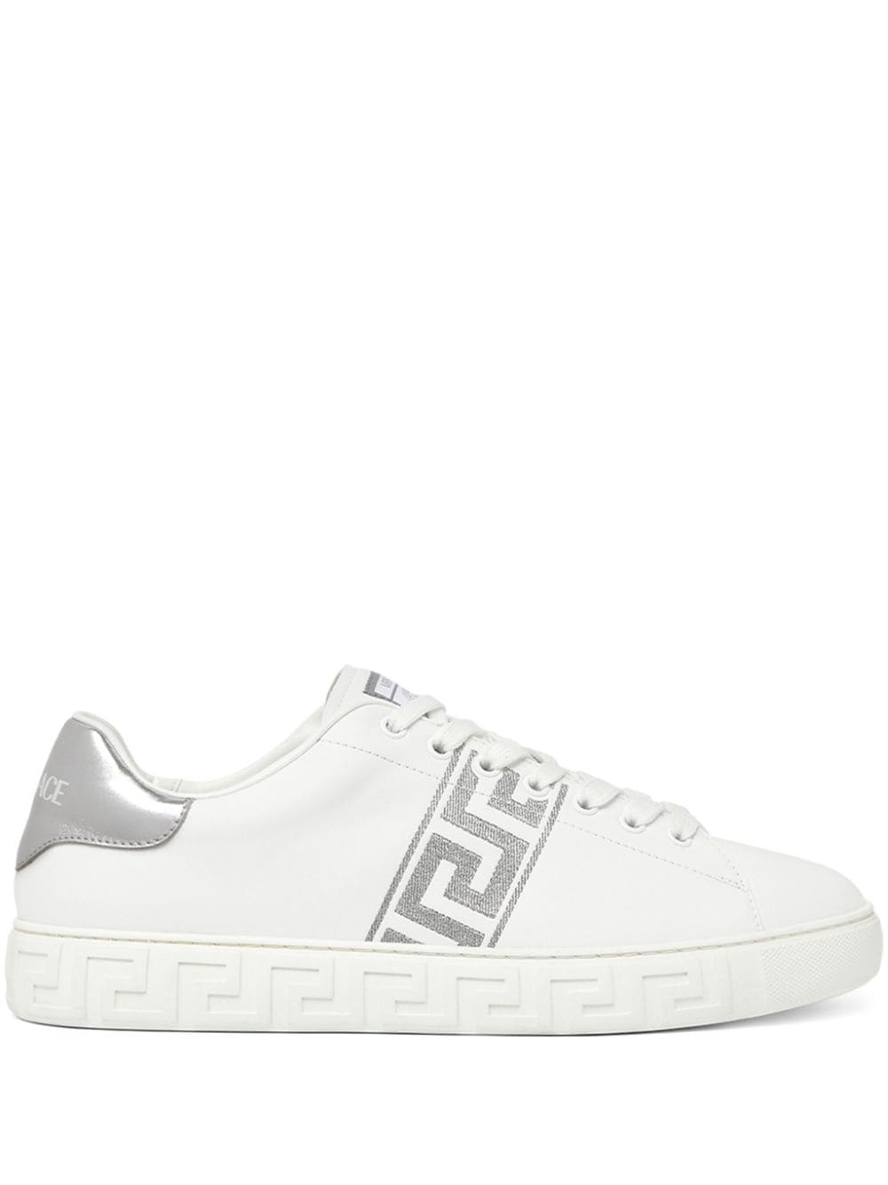 Versace Greca-embroidered Sneakers In White
