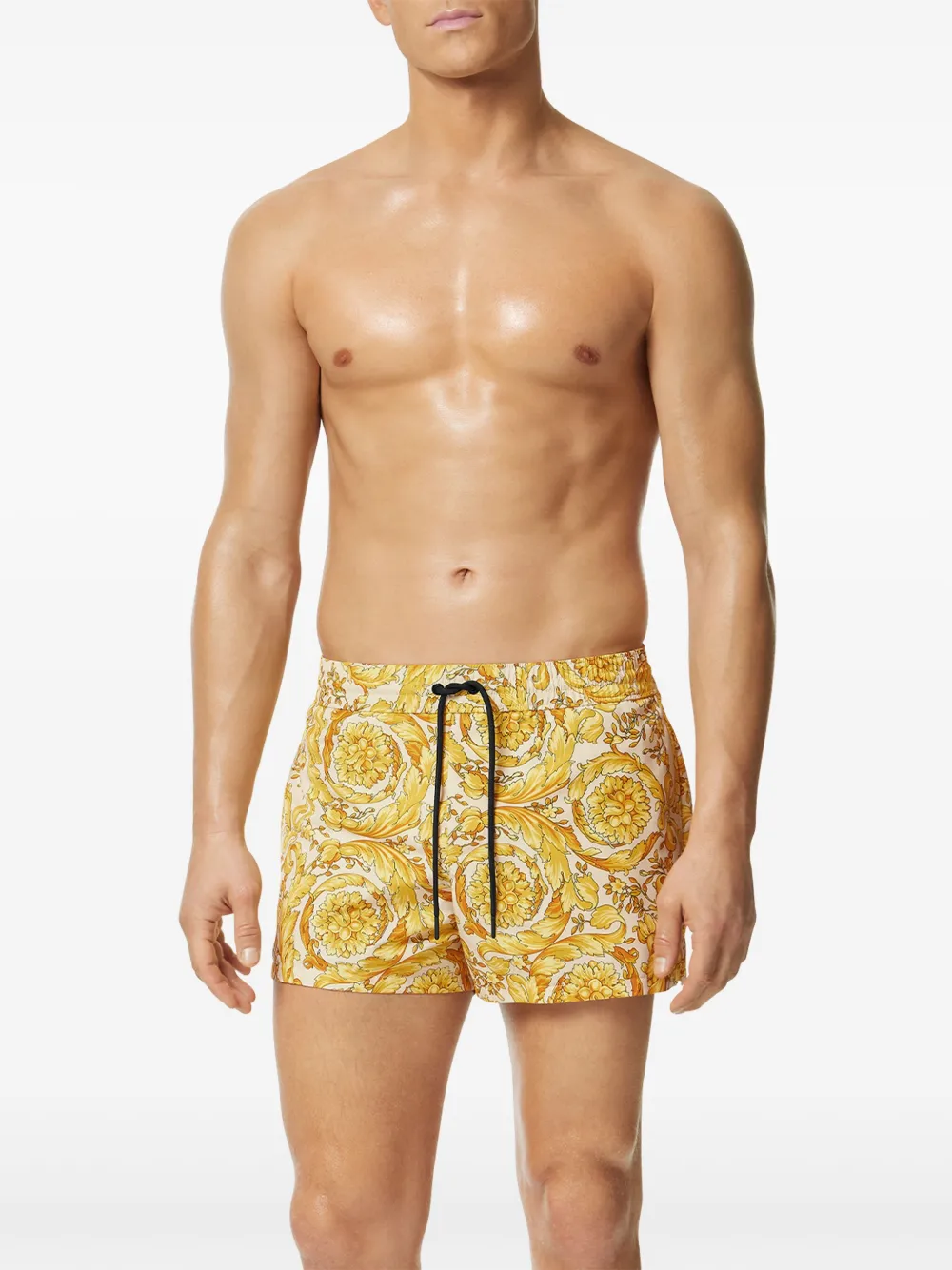 Versace Zwembroek met barokprint Geel