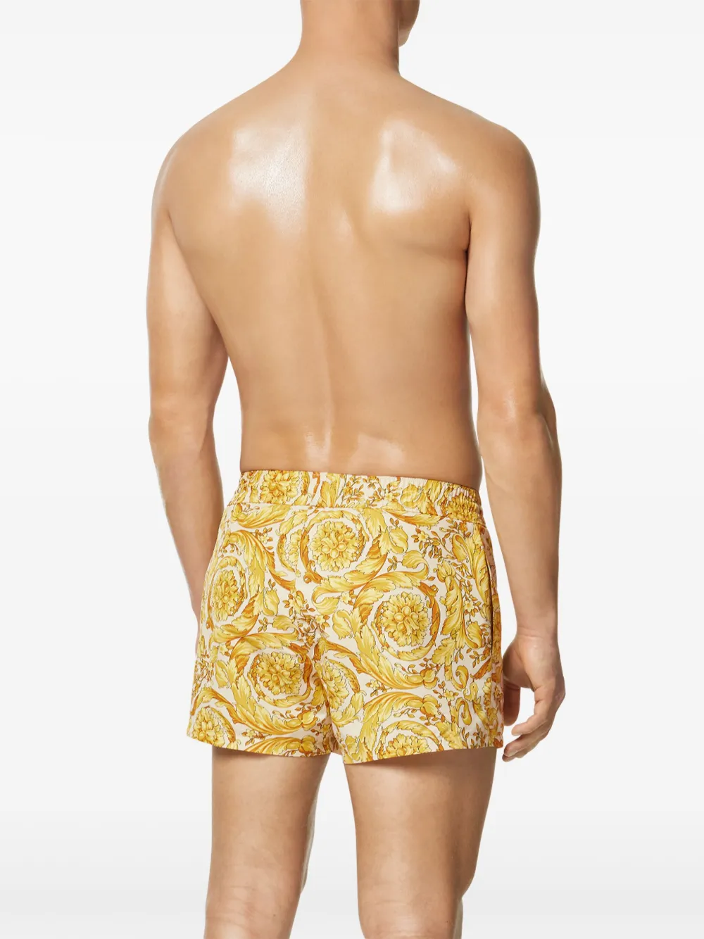 Versace Zwembroek met barokprint Geel
