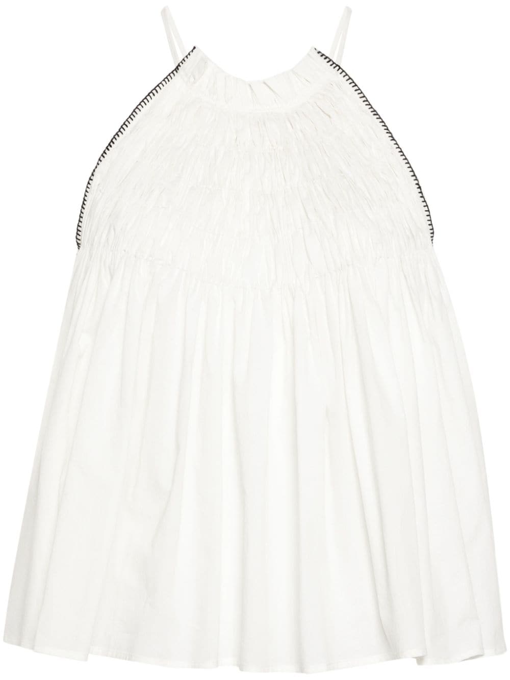 Alysi Sleeveless Smocked Cotton Top In White