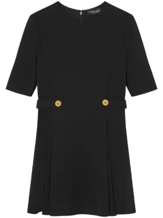 versace black dress with gold buttons Versace Black Square Neck Dress Versace