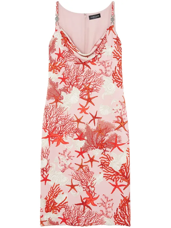 ワンピース VERSACE Printed Silk Dress Chain Baroque Print Dress | The Webster