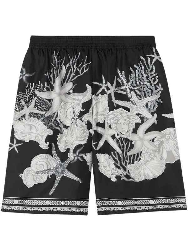 【Versace】バロッコ柄 プリント 半袖シャツ ショートパンツ 黒 Versace バロッコ シー シルクショートパンツ | ブラック