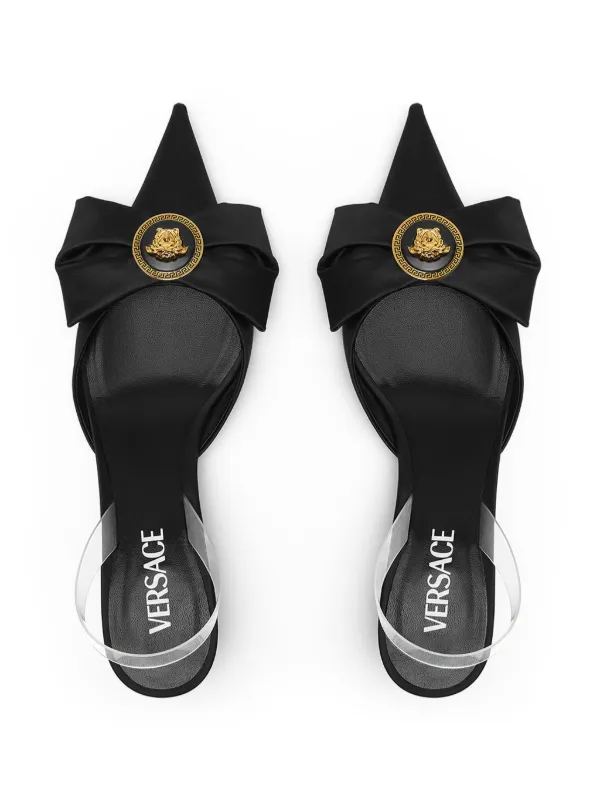 【Versace】Alia 45 サテン スリングバック パンプス Versace Alia 45mm スリングバック パンプス | ブラック
