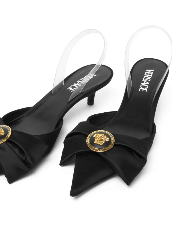【Versace】Alia 45 サテン スリングバック パンプス Versace Alia 45mm スリングバック パンプス | ブラック
