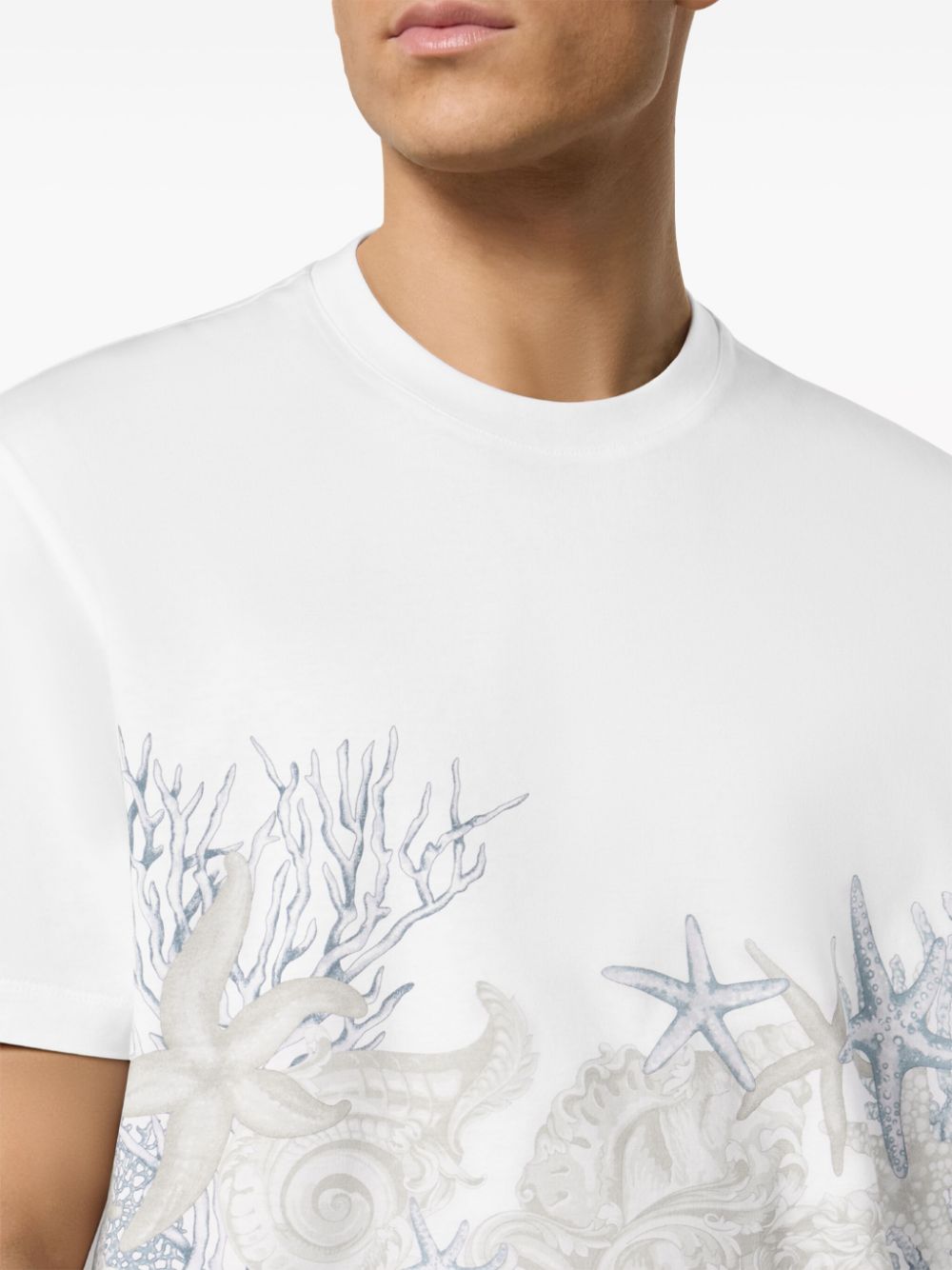 Shop Versace Barocco Sea Cotton T-shirt In White