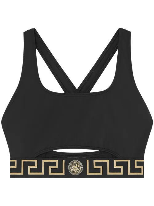 Haut de bikini à bordure Greca - Versace - Modalova