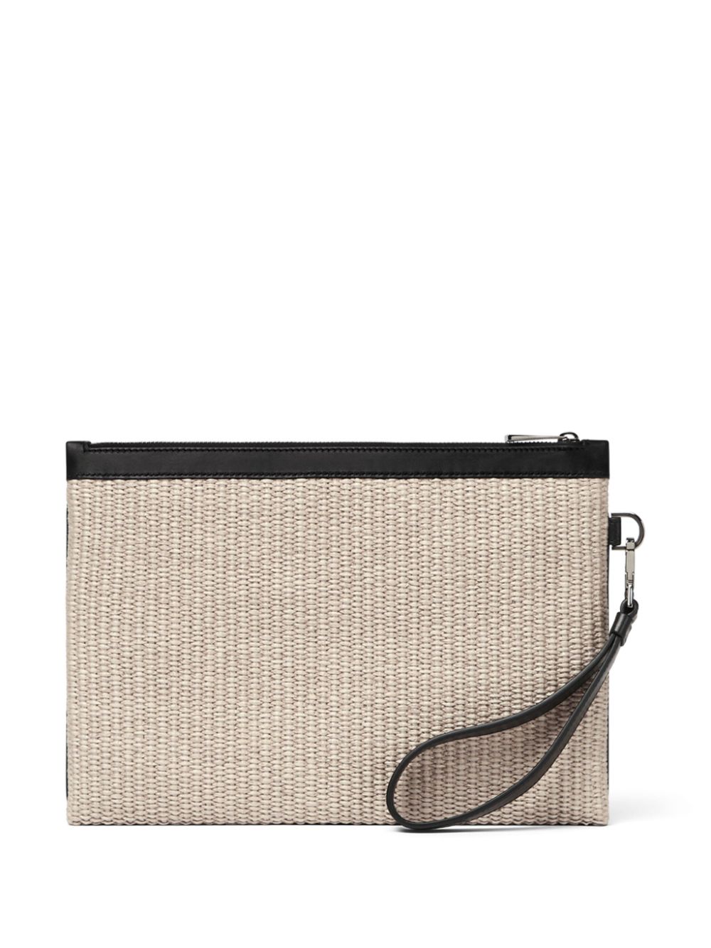 Versace Raffia clutch met geborduurd logo Beige