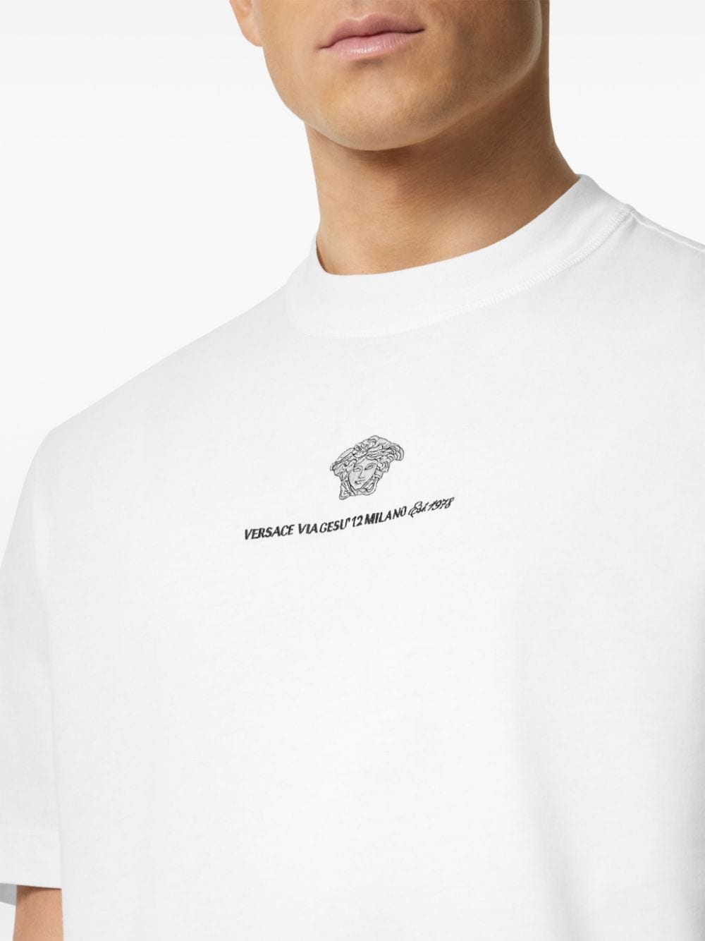 Shop Versace Medusa Cotton T-shirt In White