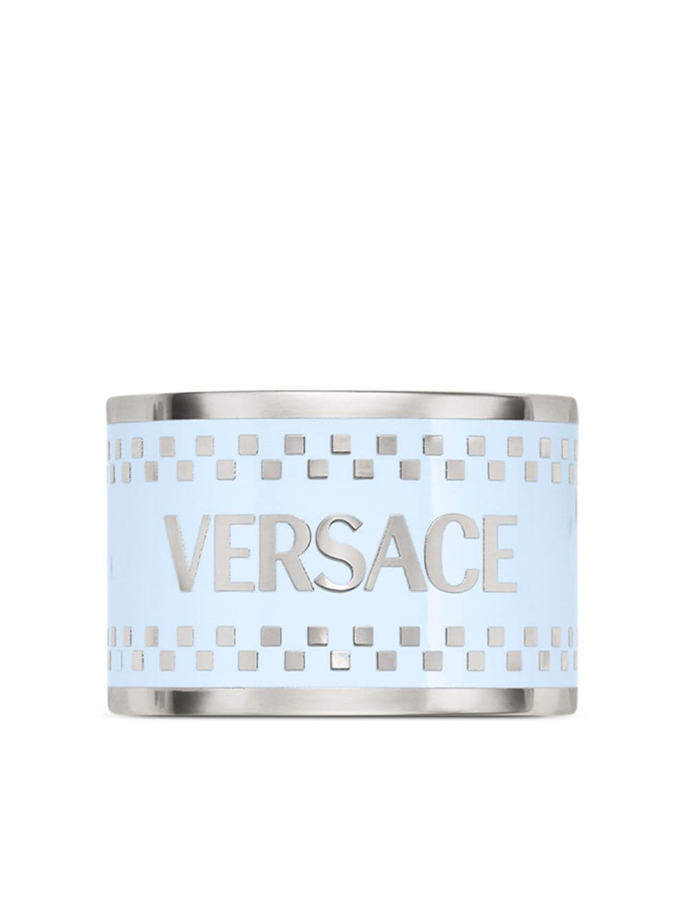 Versace Logo Open Ring In Blue