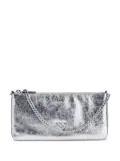 PINKO Horizontal Flat leather tote bag - Silver