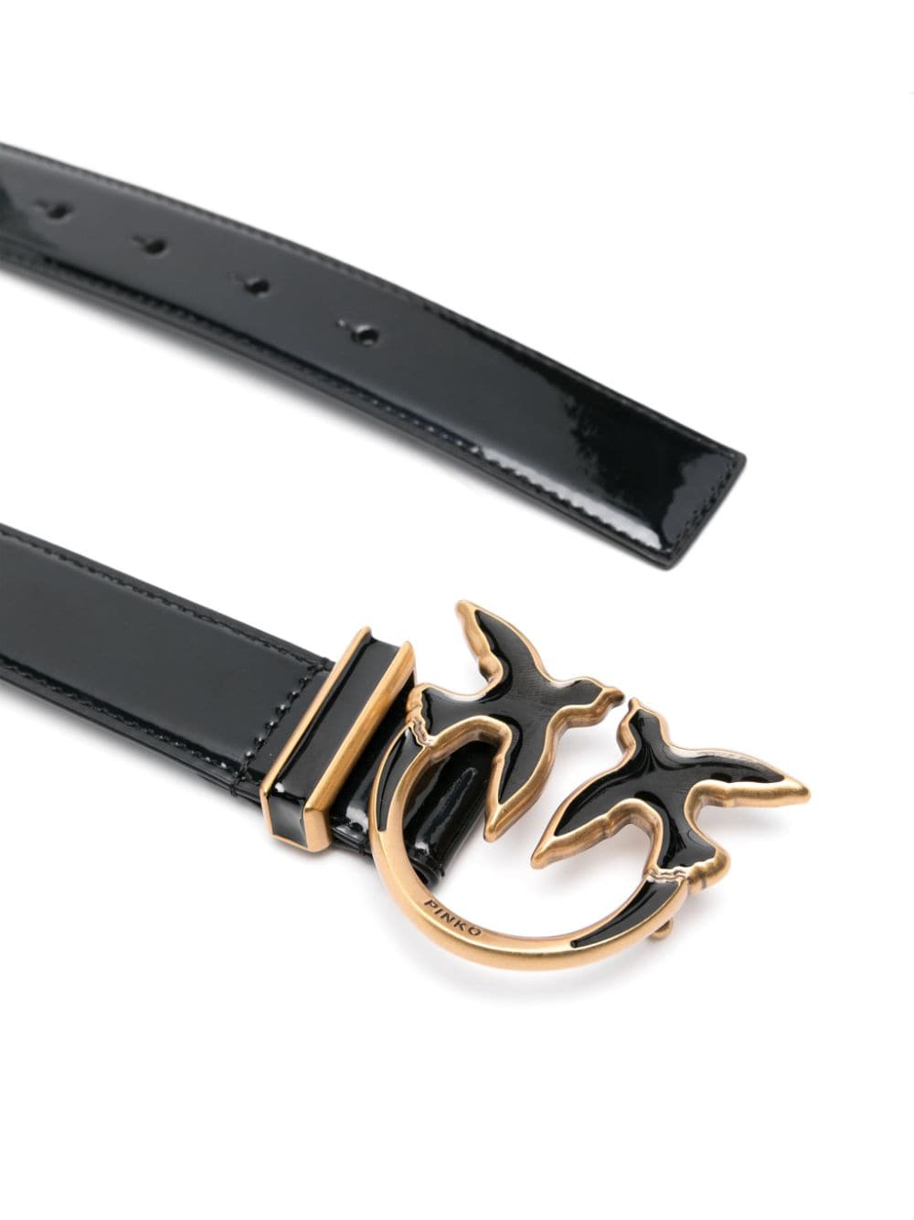 Shop Pinko Love Birds-buckle Belt In Black