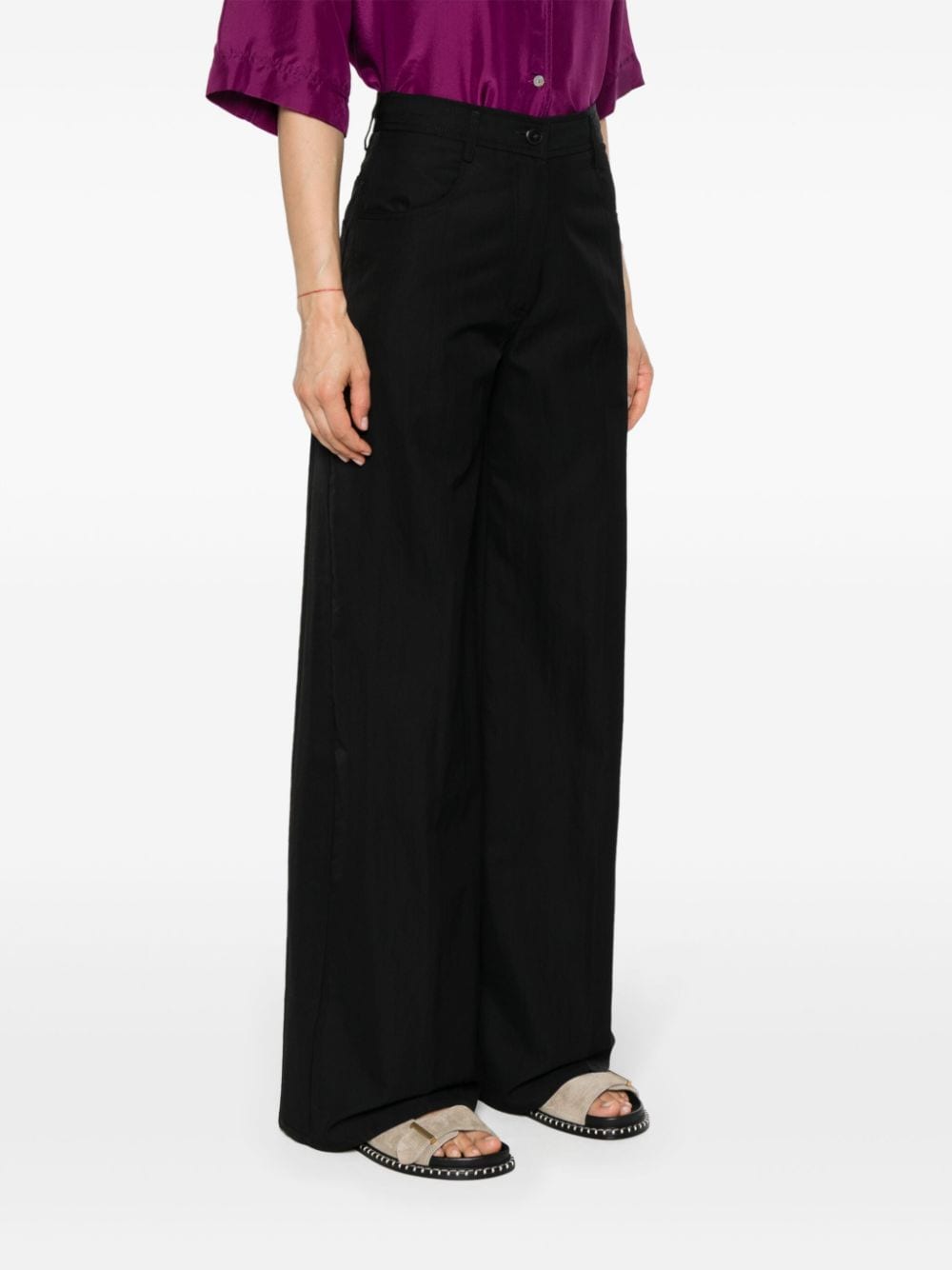 Shop Forte Forte High-waist Palazzo Pants In 黑色