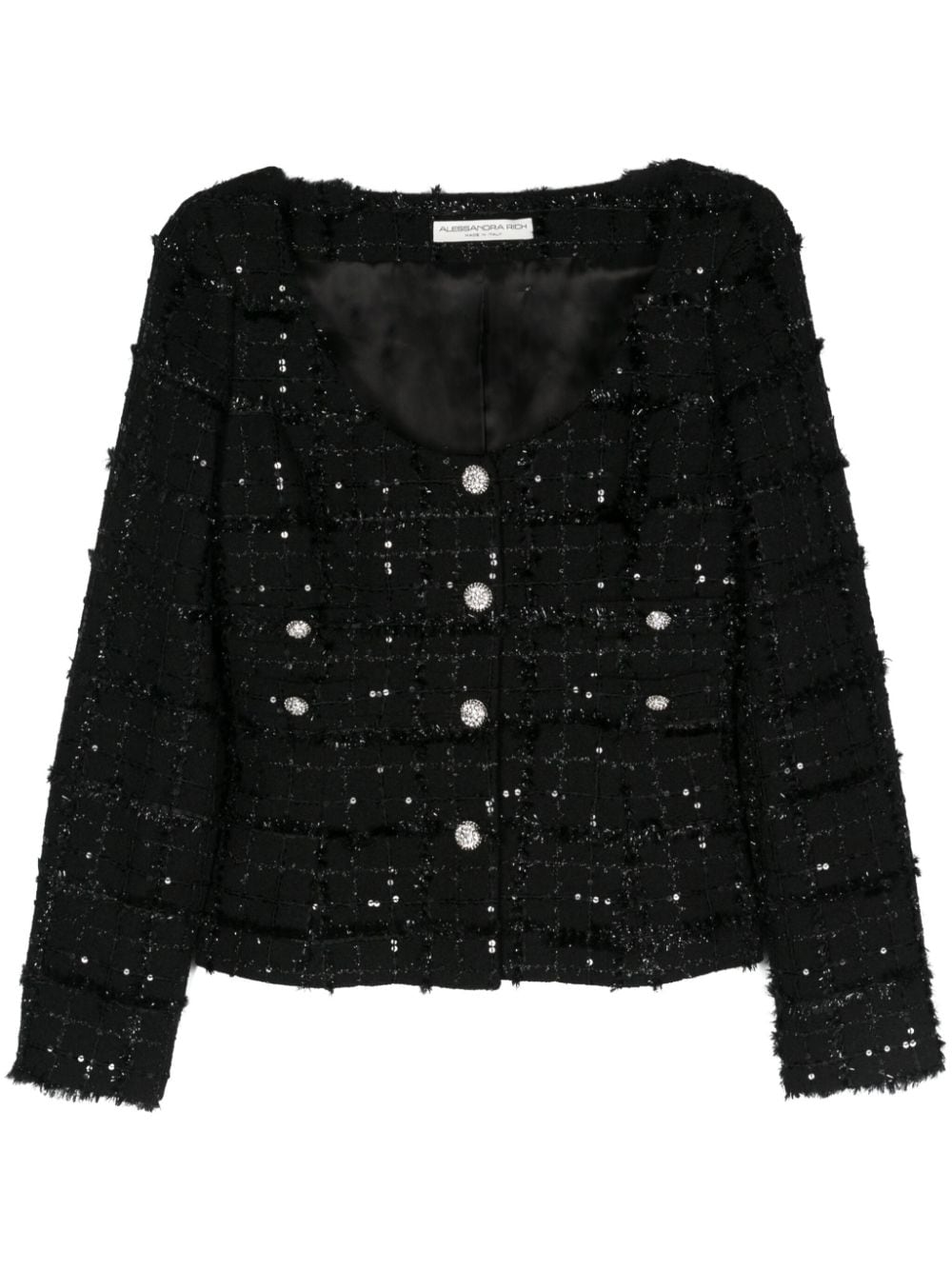 Alessandra Rich Sequin-embellished Tweed Jacket In Black