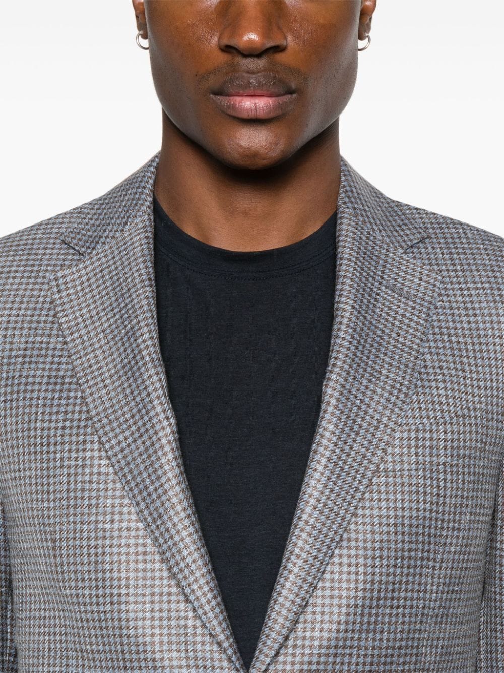 Shop Canali Houndstooth-pattern Blazer In Blue