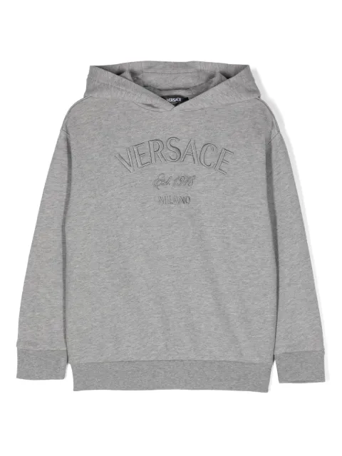 Versace Kids logo-embroidered cotton hoodie