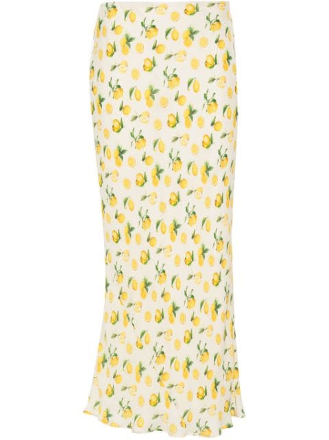 Sportmax lemon-print silk midi skirt 