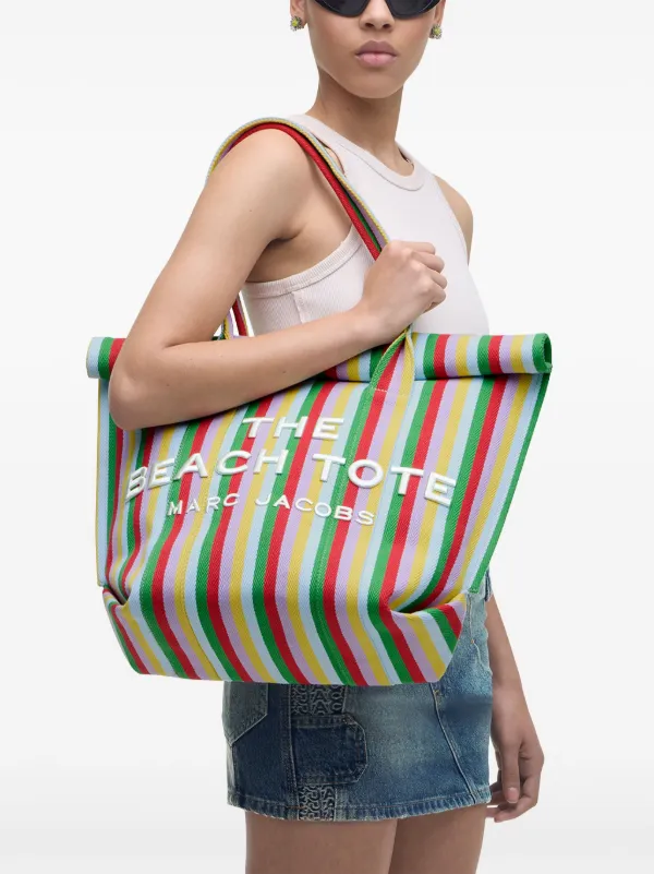 【関税&送料込】Marc Jacobs Multicolor Fabric Shopping Bag Marc Jacobs The Woven Stripe Tote Bag | Green | FARFETCH