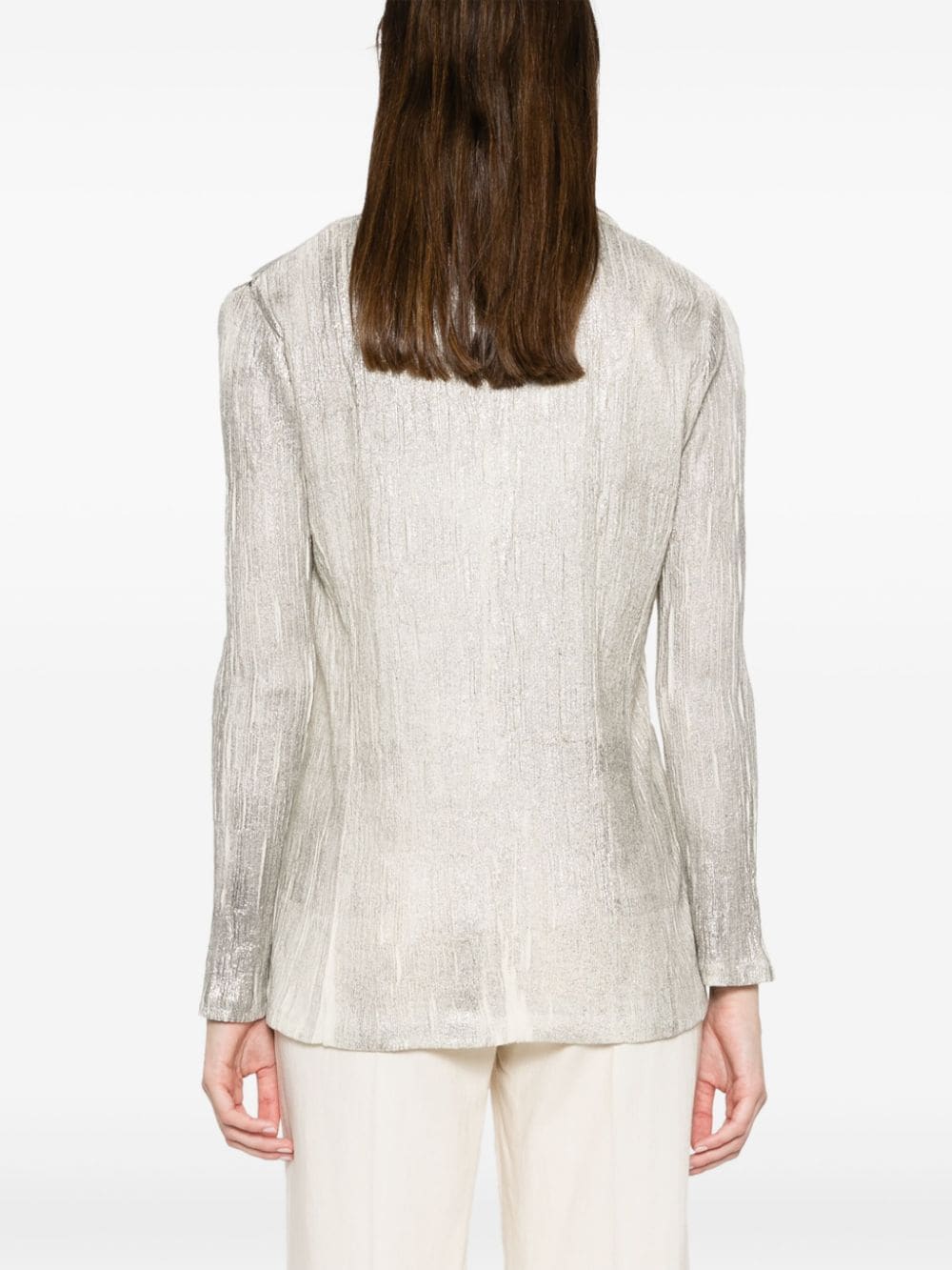 Shop Avant Toi Laminated Knitted Blazer In Silver