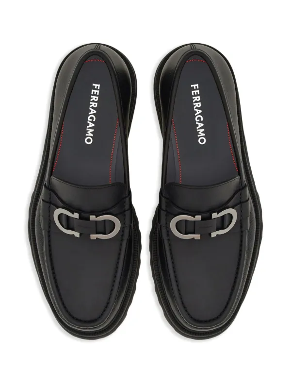 Ferragamo Gancini buckle Leather Loafers Black FARFETCH CA