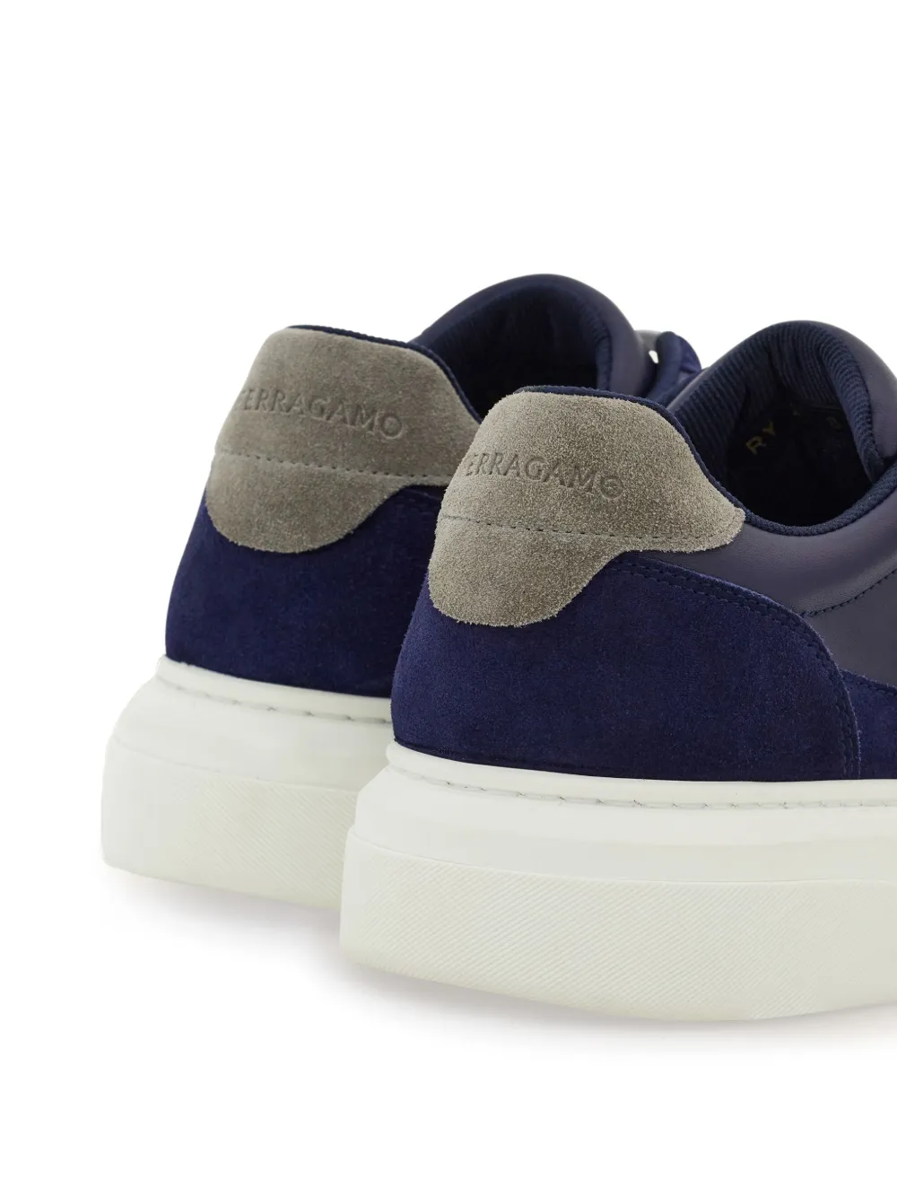 Shop Ferragamo Gancini Leather Sneakers In Blue